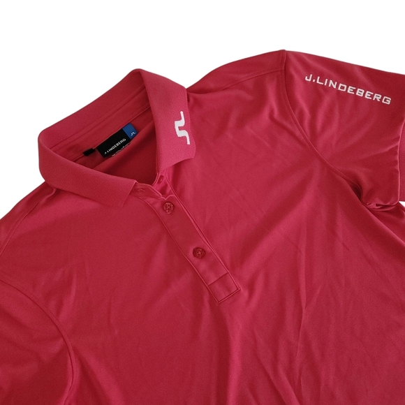 J.Lindeberg Tops - J. LINDEBERG Tour tech slim fit polo golf pink (coral) large